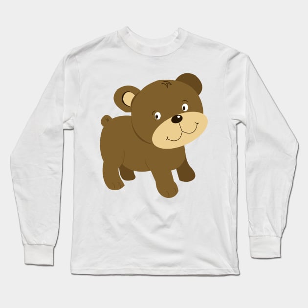 Woodland Deer, Bear, Fox Animals Long Sleeve T-Shirt by JessDesigns